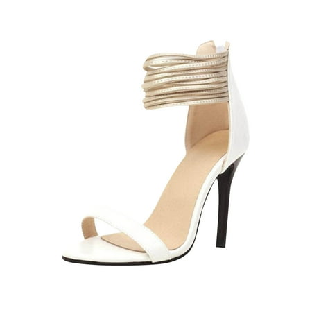 

Sentuca Women s Sexy Back Zipper Open Toe Ankle Strap Combination High Heel Roman Sandals