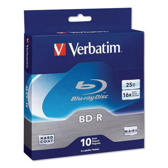 Verbatim BD-R Blu-Ray Disc, 25 GB, 16x, White, 10/Pack, Each