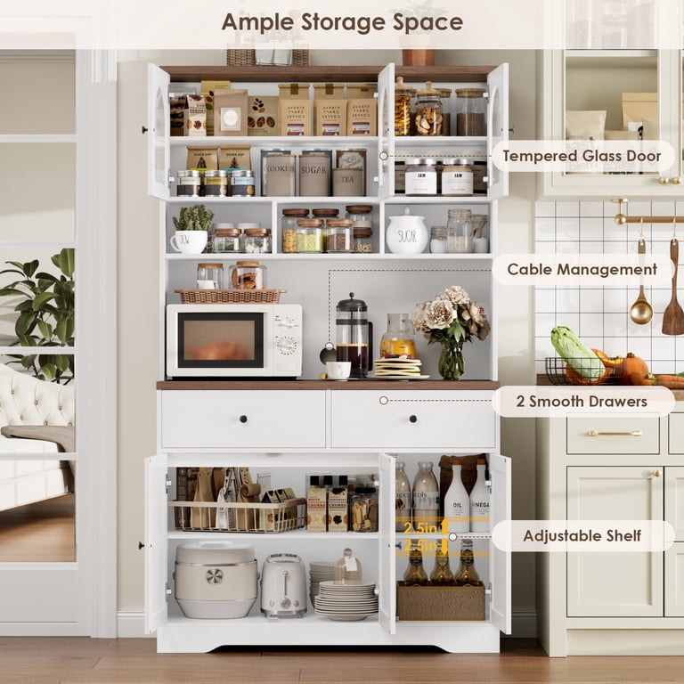 Hiphuta 71" Modern Kitchen Pantry Storage Cabinet, White photo 7