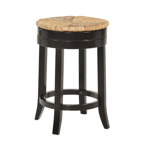 Contemporary Home Living 24" Brown and Beige Counter Stool with Swivel Rush Seat