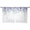 thumbnail image 2 of Purple Botanical Semi Sheer Curtains 45 Inch Length 2 Panels Set, Spring Weeping Eucalyptus Leaves Sheer Kitchen Curtain Privacy Voile Window Curtain for Living Room Bedroom Rod Pocket Drapes, 2 of 7