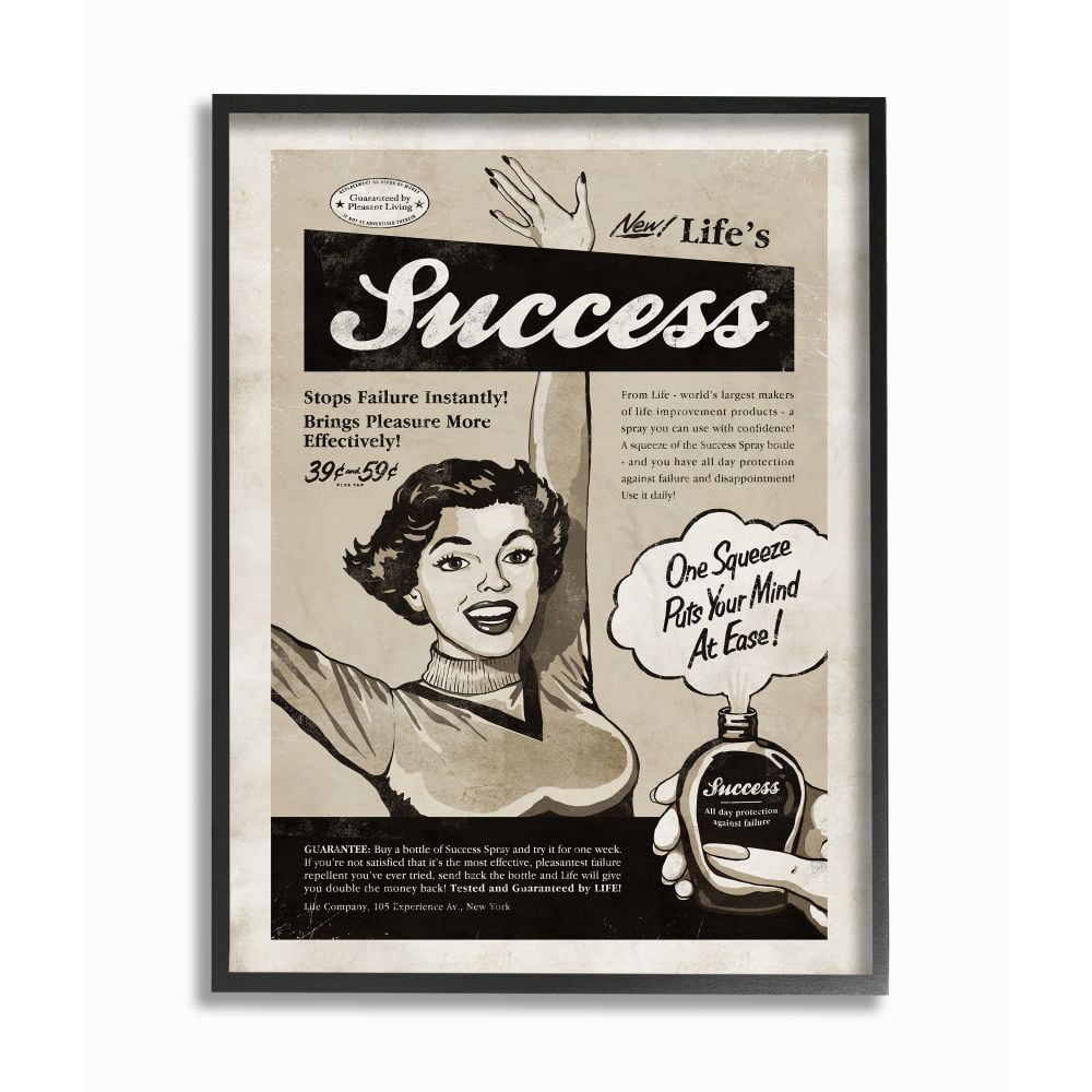 Stupell Industries Success Spray Funny Vintage Comic Book Design Framed Wall Art by Ester Kay