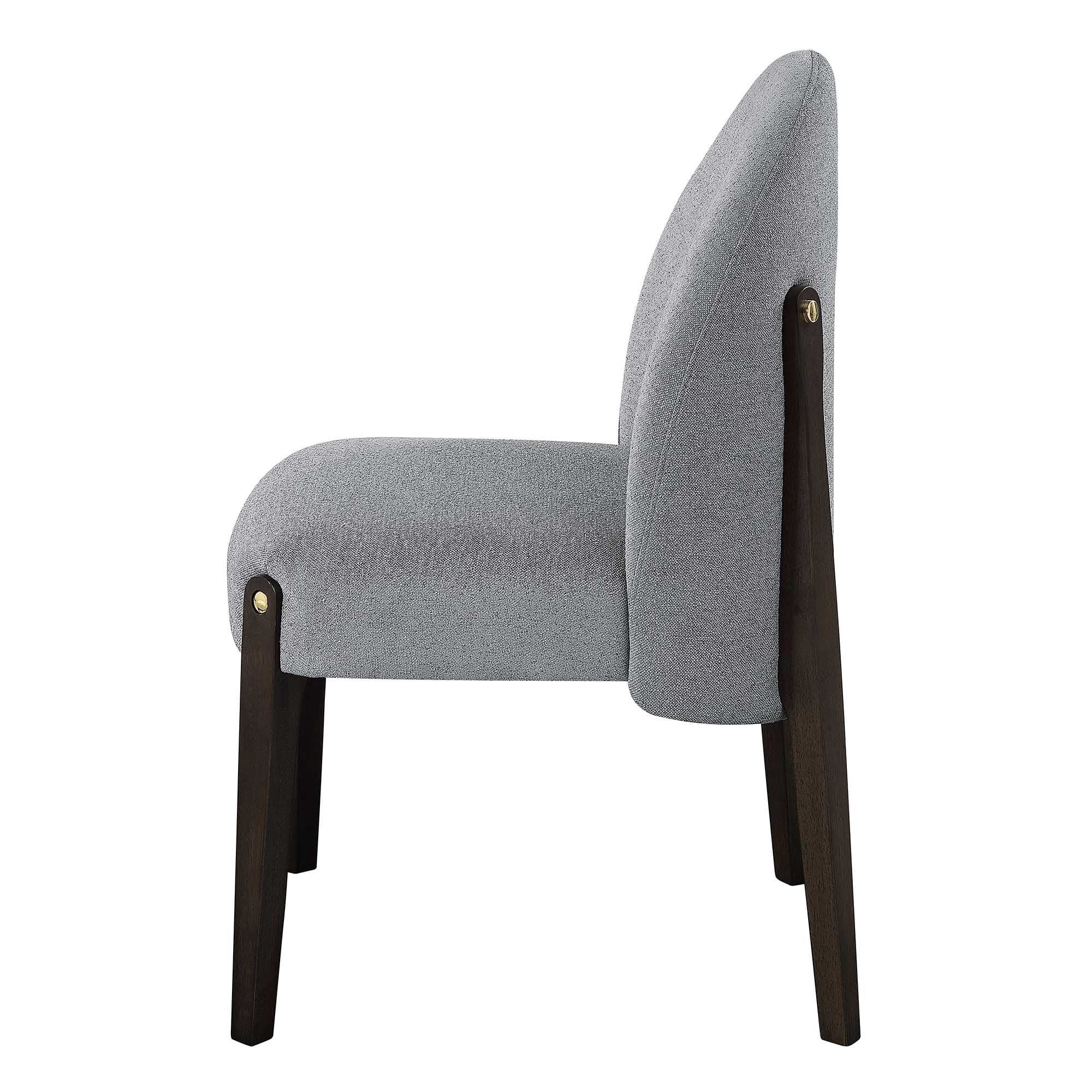 ACME Clayten Wood & Fabric Upholstered Side Chair in Gray & Espresso (Set of 2)