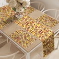 thumbnail image 2 of Ambesonne Mid Century Table Runner & Placemats, Design Retro Square, Placemat 4 pcs + Runner 12"x72", Brown Yellow Coral, 2 of 2