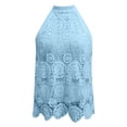 thumbnail image 6 of Halter Tank Tops for Women Summer Sleeveless High Neck Hollow out Lace Boho Dressy Casual Blouse Going out Tops, 6 of 7