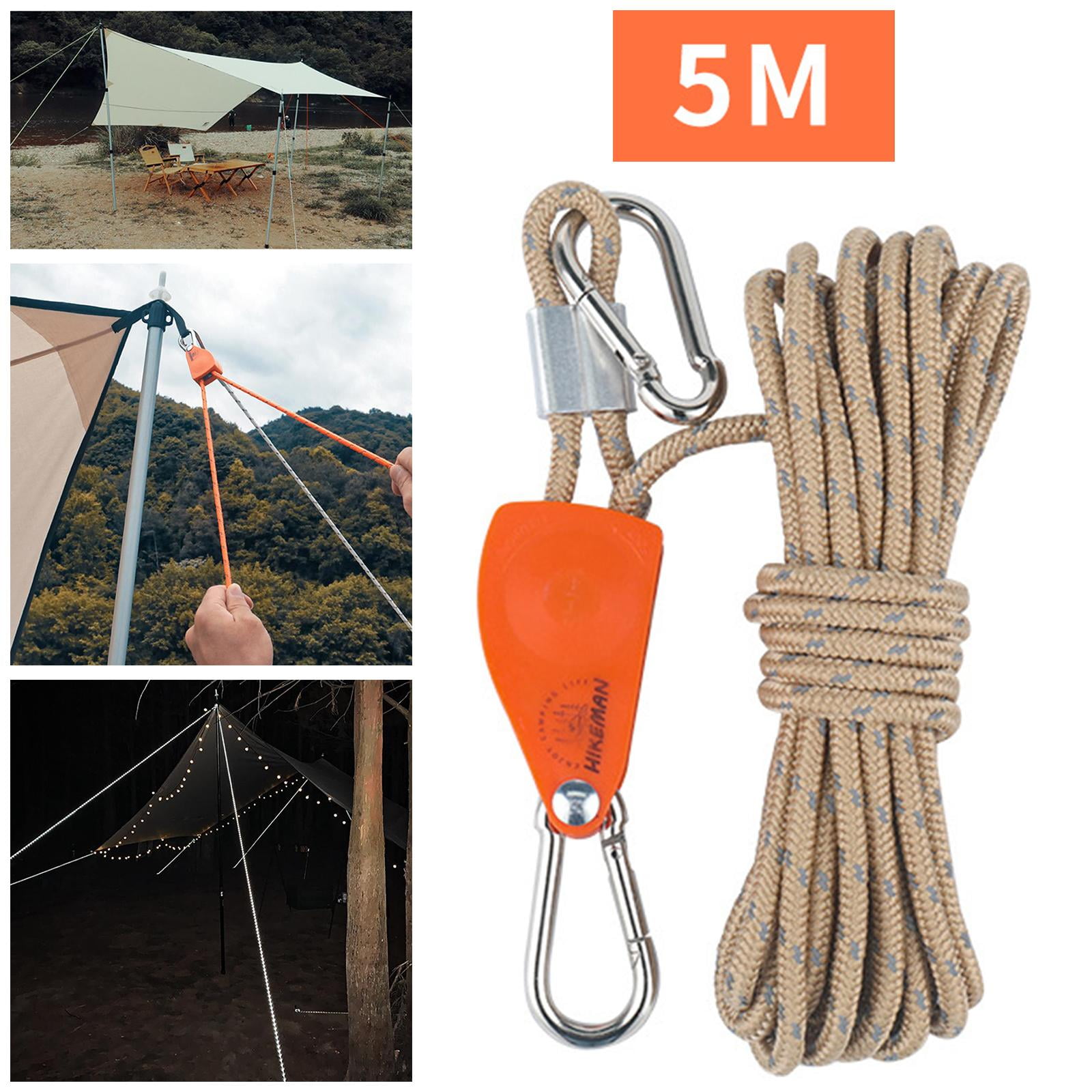 Lot De 4 Tendeurs à Cliquet Orange Pour Auvent/tente - Corde Réglable Avec Crochets, Robuste, Pour Camping, Randonnée