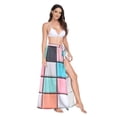 thumbnail image 2 of FORMRS Womens Long Sarong Beach Wrap Semi-Sheer Bikini Skirt Bathing Swimsuit Cover Up, Colorful Checkered Pattern, 2 of 7