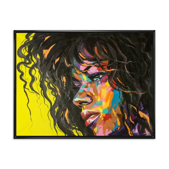Abstract Colorful Fantasy Portrait Of A Young Woman I 20 in x 12 in Framed Painting Canvas Art Print, by Designart