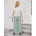 thumbnail image 6 of Arshiner Girl 2 Piece Outfits White Short Sleeve Ruched Drawstring Shirt Tops and Light Green Pants with Pockets Kids Pant Sets, 6 of 7