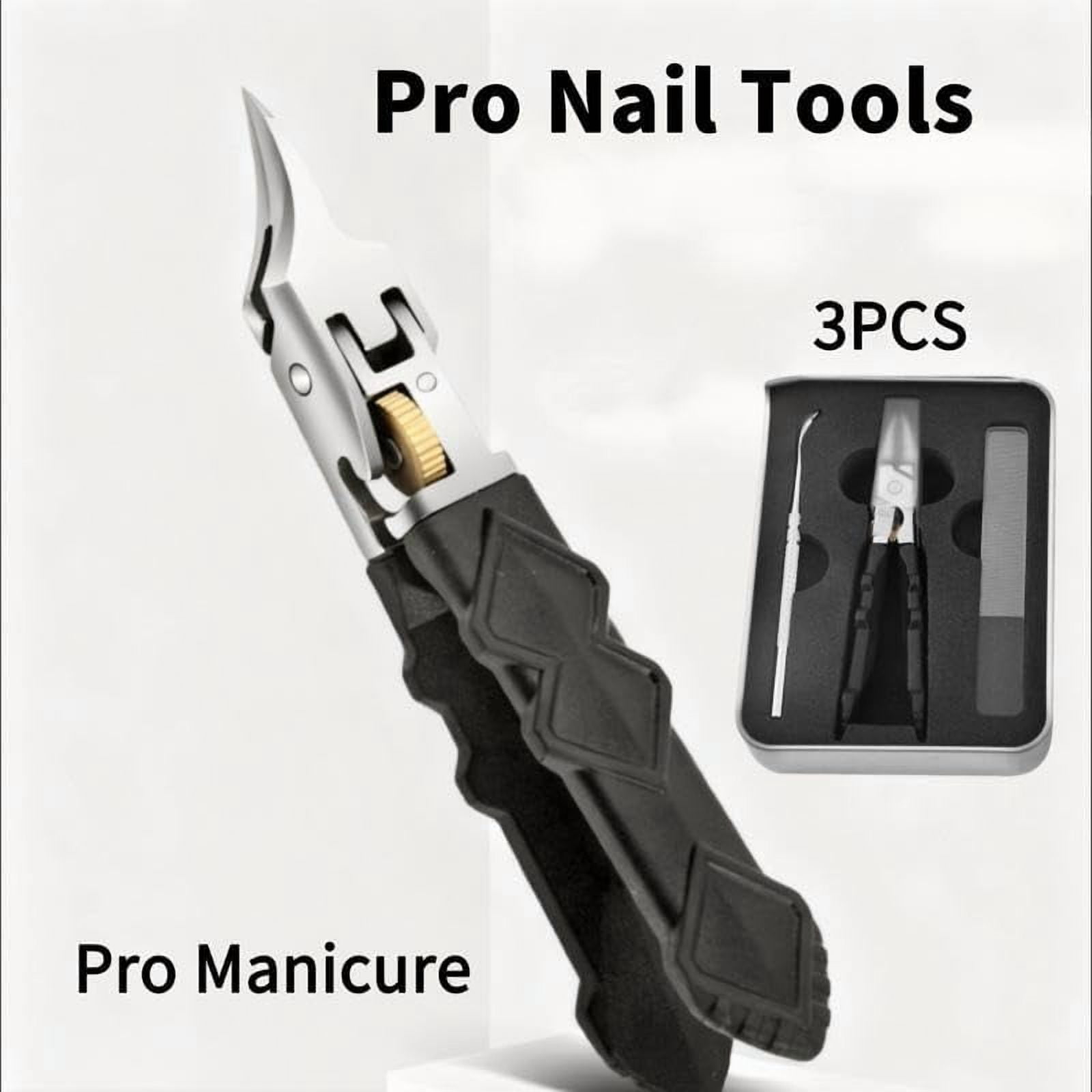 Black Anti-Slip Grip Gear Lock Nail Clipper Set with Ultra-Sharp Tips for Precise Access to Nail Grooves Professional-Grade Manicure Tool for Men Seniors Curved Sharp Blades