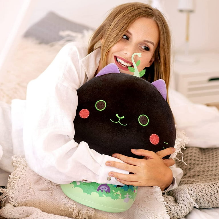 Mewaii 14'' Soft mint cat Mushroom Stuffed Animal Plush Pillow Squishy Toy  