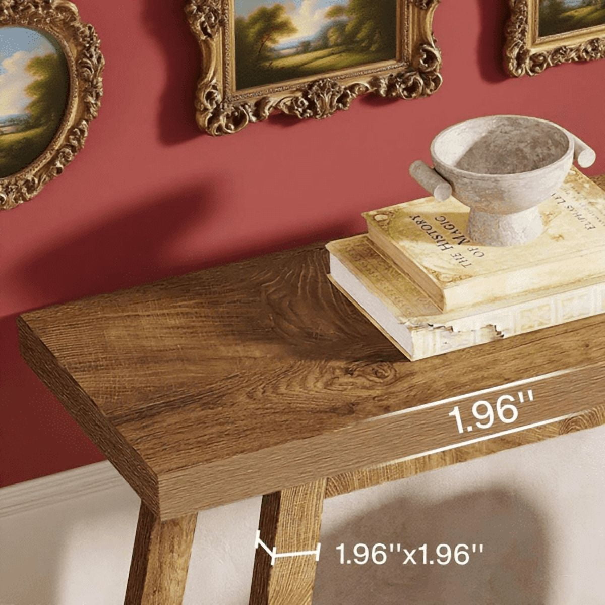 70.9" Farmhouse 2-Tier Console Table - Vintage Wood Grain, 1.97" Thick Engineered Wood, Sturdy Trapezoid Base, Versatile for Entryway, Hallway, Behind Couch