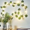 Efavormart 7FT 20 LED Artificial Green Eucalyptus Leaf Garland, Battery Operated Fairy String Lights Flowers Party Wedding Wall Garden Plants Decor Indoor Outdoor Decoration