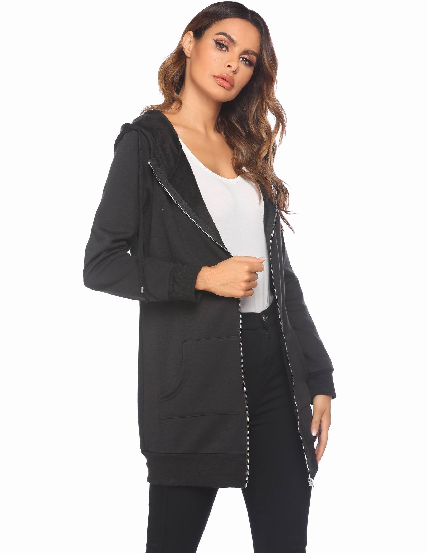 Zeagoo Women's Zip Up Hoodies Long Sleeve Fall Fleece Jacket Casual Oversized Tunic Hooded Sweatshirt With Pockets Winter Coats