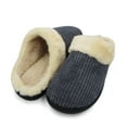 SLM Men's Bedroom Slippers Non Skid Fur Lined House Shoe Slides