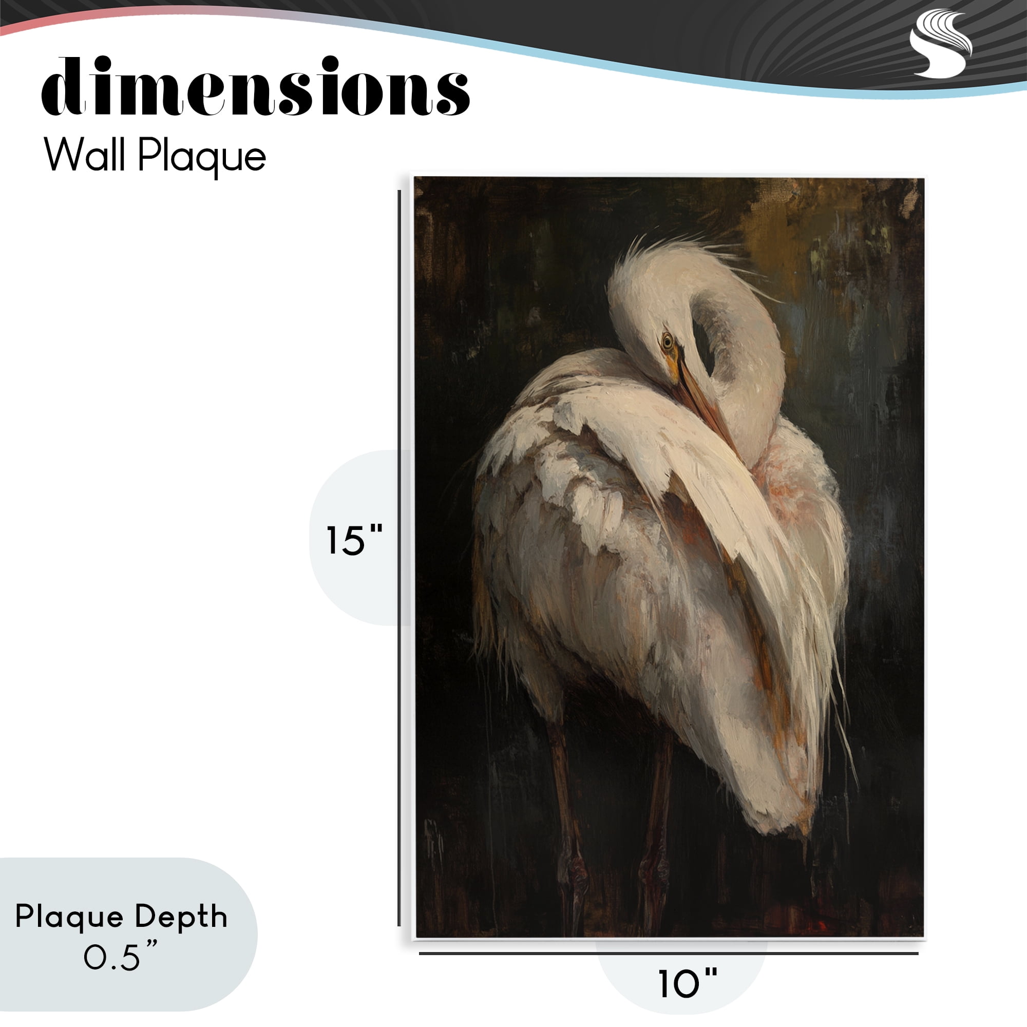 Stupell Industries Sleeping Egret in Golden Light Wall Plaque Art, design by Petal Prints Design