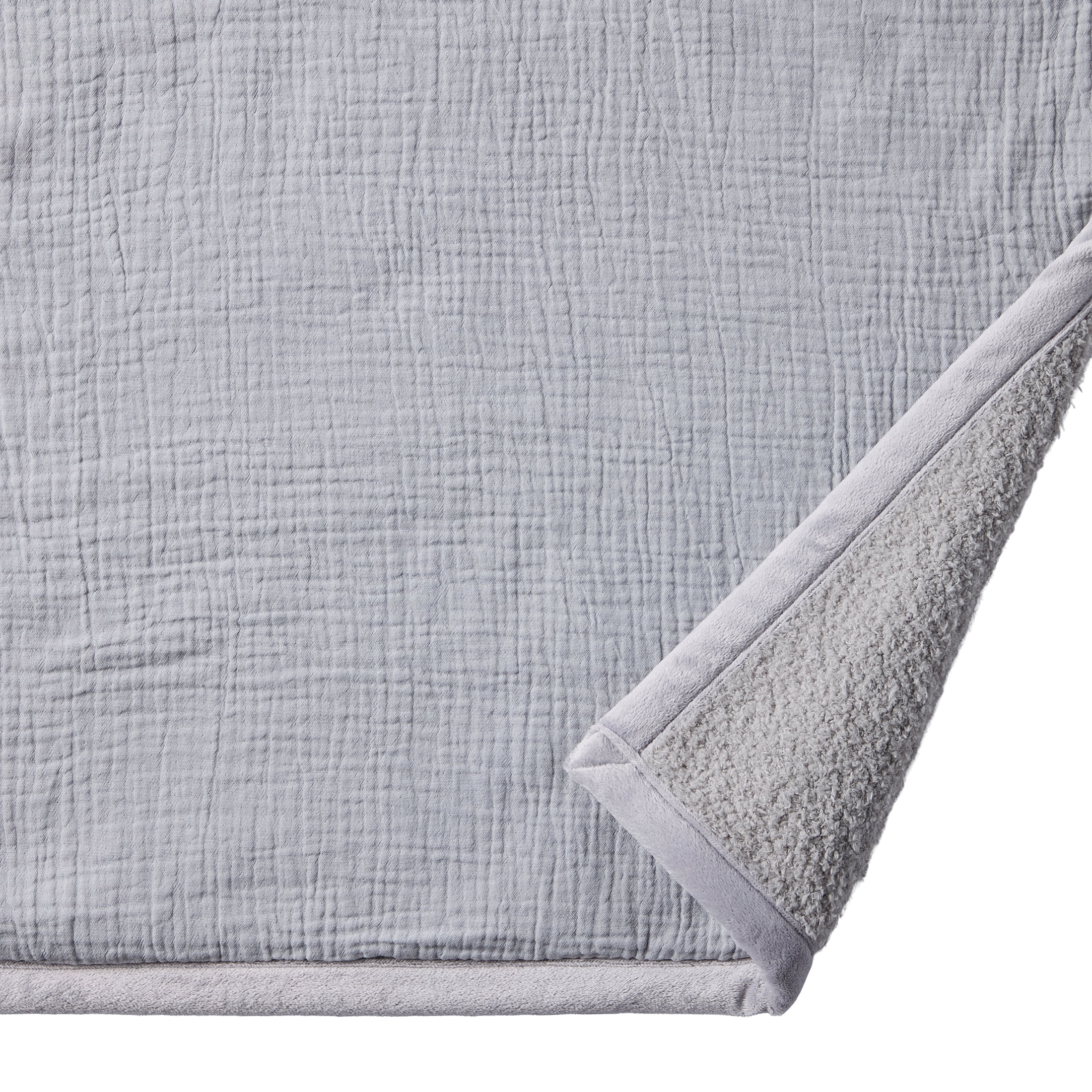 Better Homes & Gardens Oversized Reversible Gauze to Cozy Knit Throw Blanket, Soft Silver
