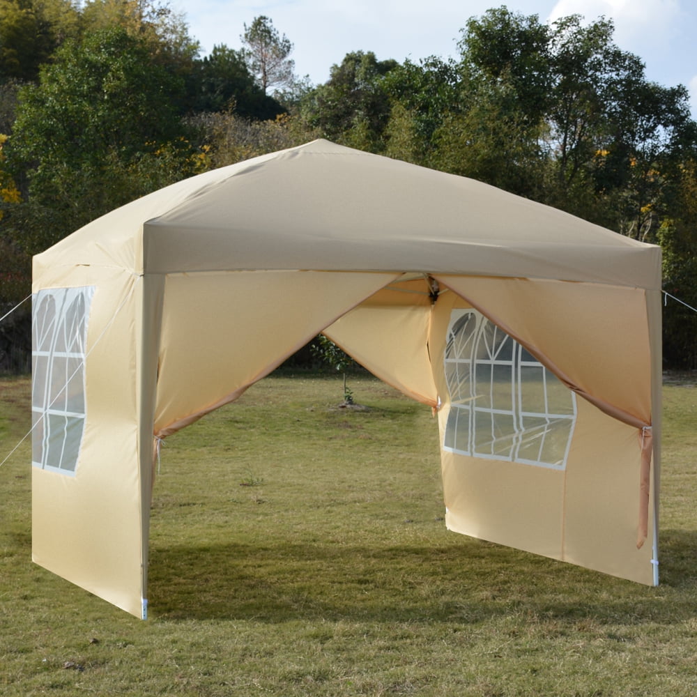 Kepooman 3 x 3m Pop-up Canopy Tent, Outdoor Canopy Folding Shelter with Two Doors & Two Windows, Khaki, Four Sides Kepooman 3 x 3m Pop-up Canopy Tent, Outdoor Canopy Folding Shelter with Two Doors & Two Windows, Khaki, Four Sides