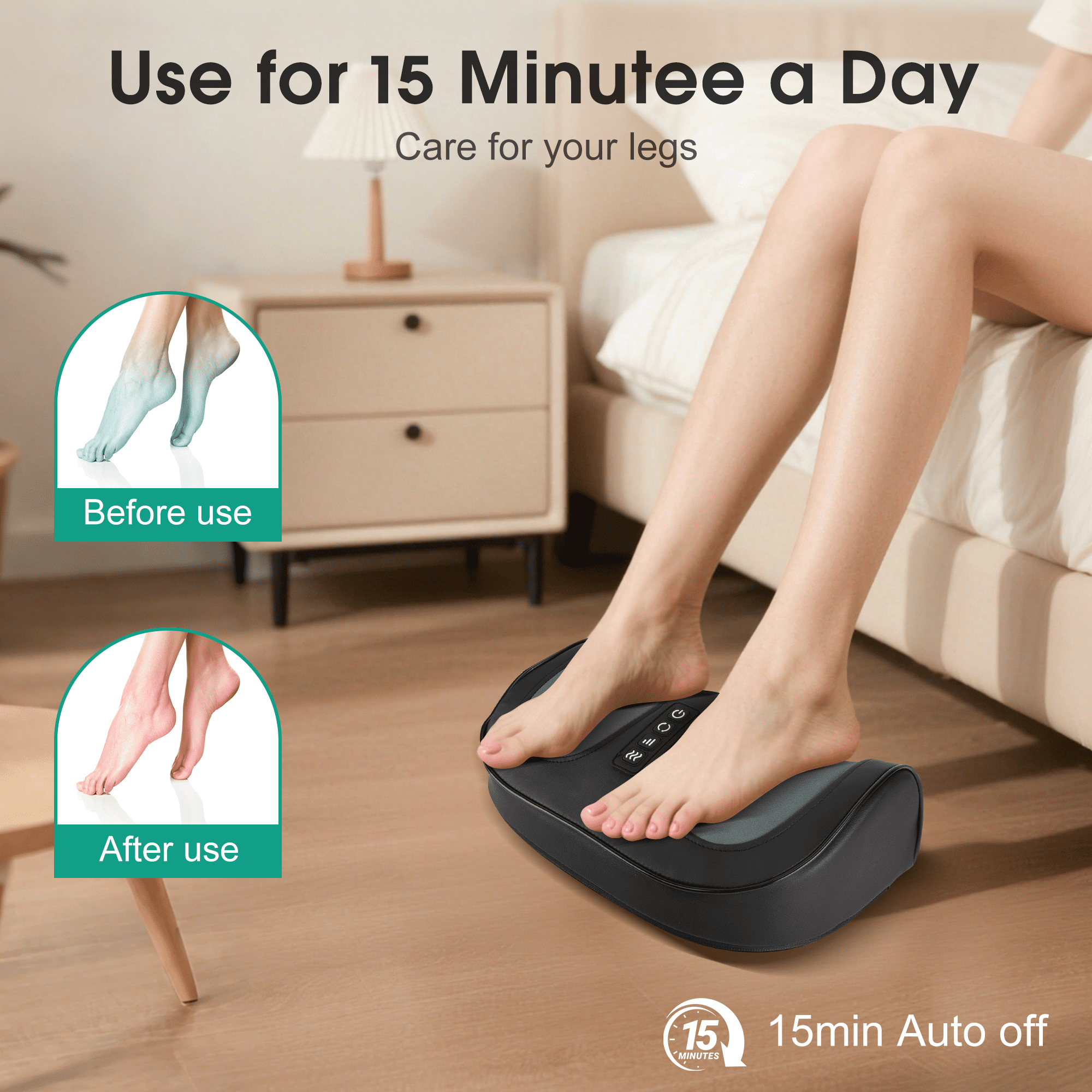 Foot Massager with Heat, Electric Kneading Plantar Fasciitis Treatment Machine, Circulation and Pain Relief for Foot and Calf Massage, Gifts for Dad, Mom and Lover