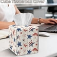 thumbnail image 4 of FKELYI July 4th USA Flag Star Print Tissue Box Cover PU Leather Squared Tissue Holder Organizer for Home Office Bathroom Decor, Snap Button Design, 4 of 7
