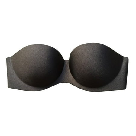 

ROPALIA One Piece Strapless Push Up Bras For Women Sexy Solid Lift Half Cup Brassiere Seamless Soft Invisible Bras Black C