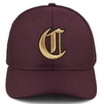 thumbnail image 2 of Daxton Premium Mid Profile Hat Semi Curved Visor Burgundy Cap Black Gold Gothic Embroidered, Letter C, 2 of 4