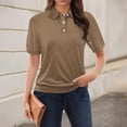 thumbnail image 2 of TODOZO Women's Polo Shirts Cotton 3-Button Short Sleeve Collared Tops Summer Cool Shirt Uniform Casual Shirts Tops for Trendy Short Sleeve Vacation Outfits Blouses Casual Summer Collared Shirts, 2 of 7