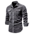 thumbnail image 1 of WOLLED Chemise en Velours Côtelé Prête à l'Emploi pour Hommes Automne Manches Longues Décontractée Extérieure Utilitaire, 1 of 8