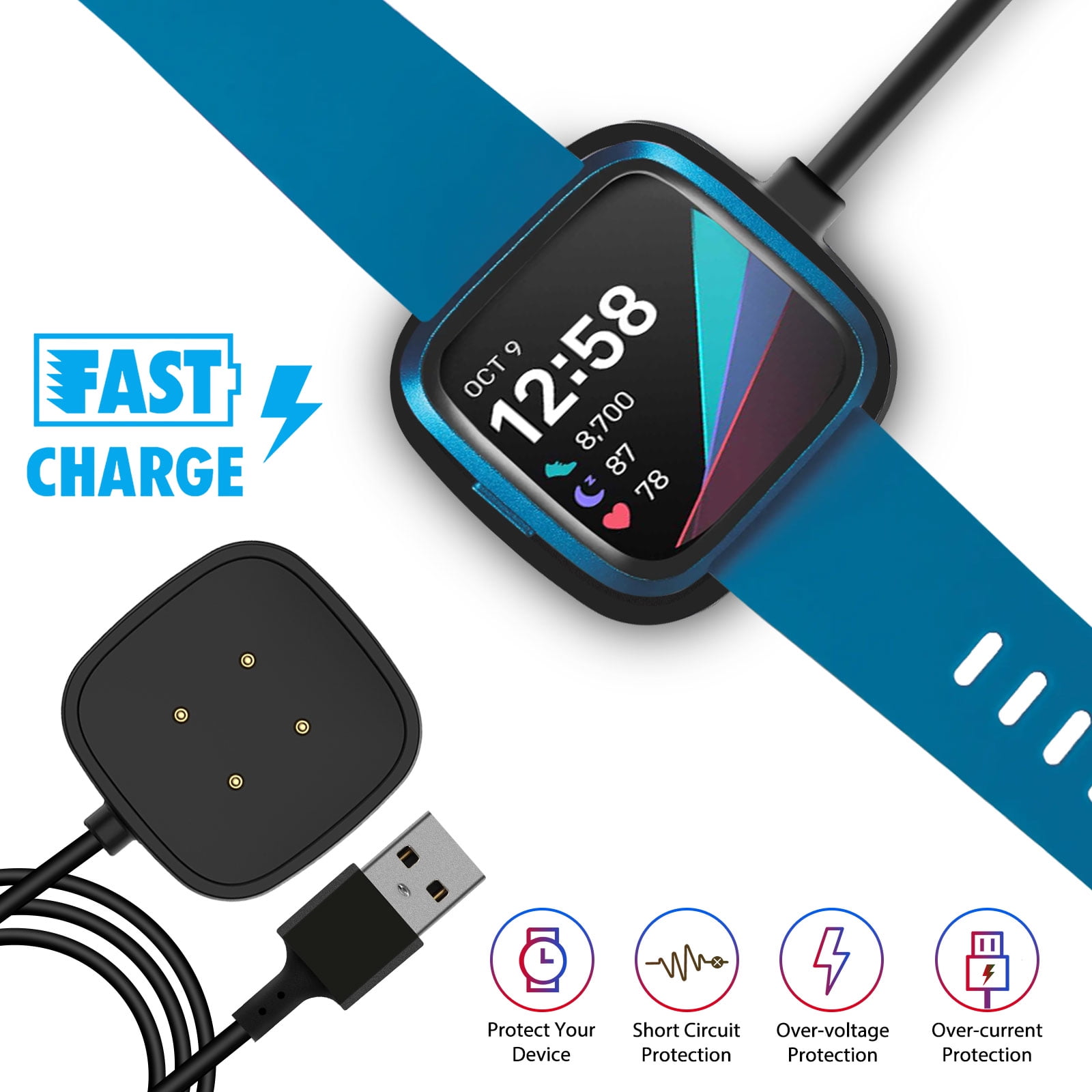 EEEkit USB Charger Dock Adapter, Charging Cable Cord Fit for Fitbit Sense Versa 3, 3.3ft Charger Cable Replacement USB Charging Cord Accessories Compatible with Fitbit Sense Versa 3