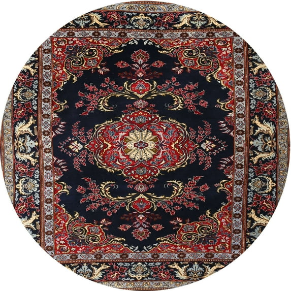 Ahgly Company Indoor Round Traditional Dark Almond Brown Persian Area Rugs, 3' Round