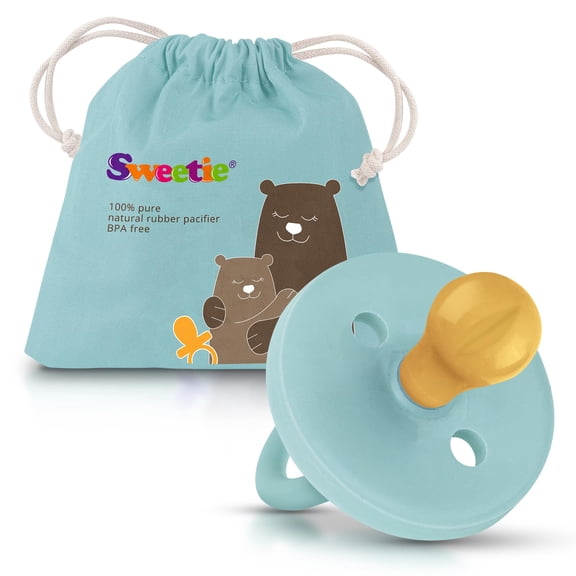 SWEETIE Rubber Pacifier Natural Rubber Pacifier Rounded (Turquoise, 12-18 Month)