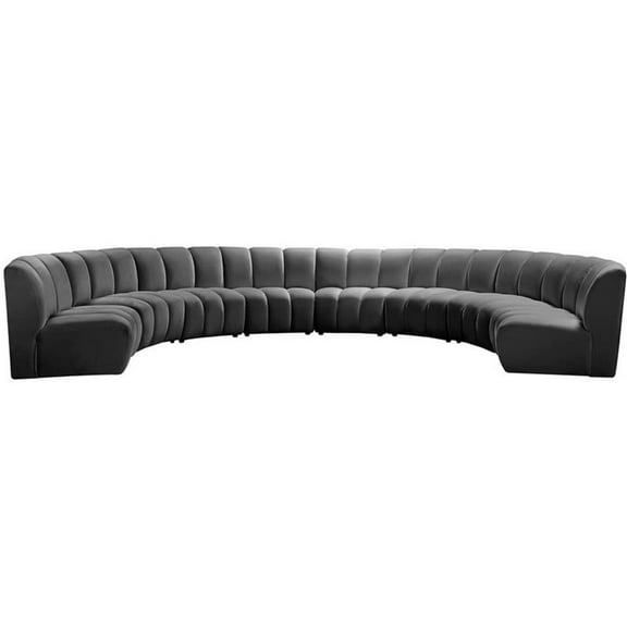 Maklaine 8-Piece Modular Contemporary Velvet Sectional Sofa in Gray