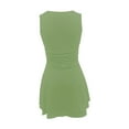 thumbnail image 4 of up to 60% off TOPUUTP Summer Dresses for Women Clearance Under $10 Trendy Summer Square Neck Mini Dress Casual Sleeveless Ruched Workout Golf Athletic Dresses Green M, 4 of 4