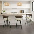 thumbnail image 6 of Amisco Quinton 30 In. Bar Stool - Cream Bouclé Polyester / Black Metal / Brown Wood, 6 of 10