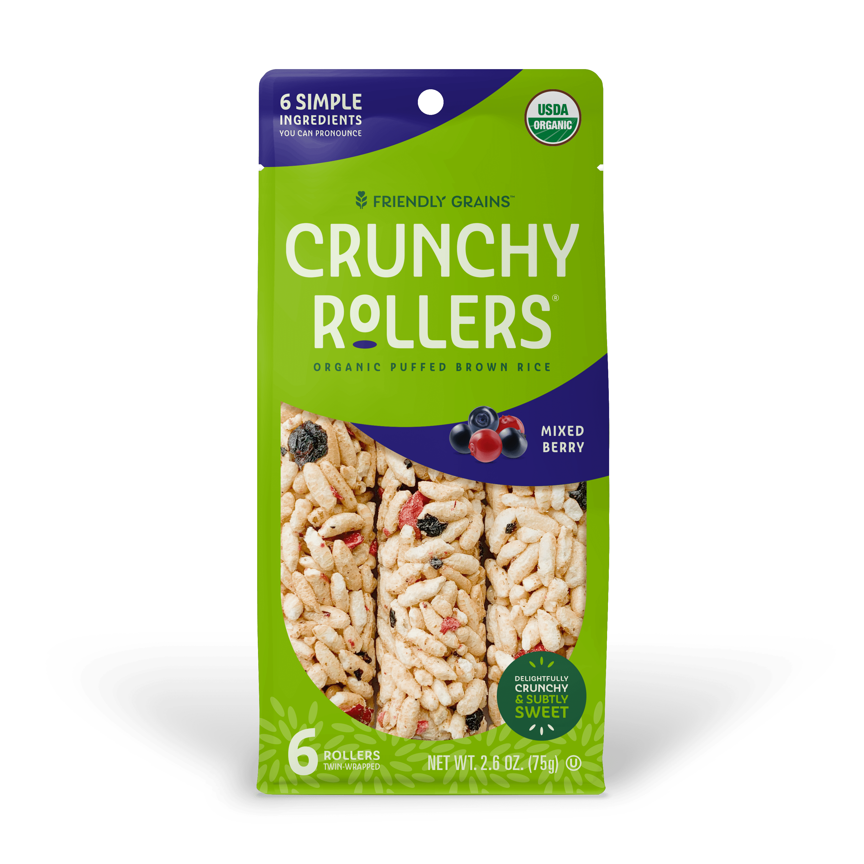 Crunchy Rice Rollers, Organic Mixed Berry, 2.6 Oz., 6 Count - Walmart.com