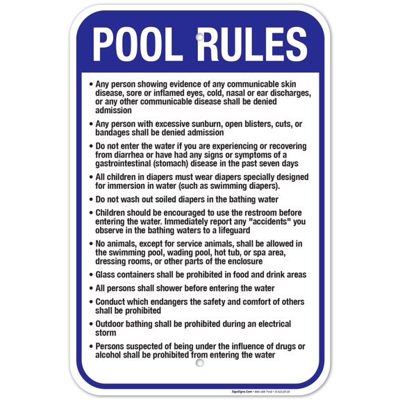 New Jersey Pool Rules Sign, Complies With State Of New Jersey Pool Safety Code,