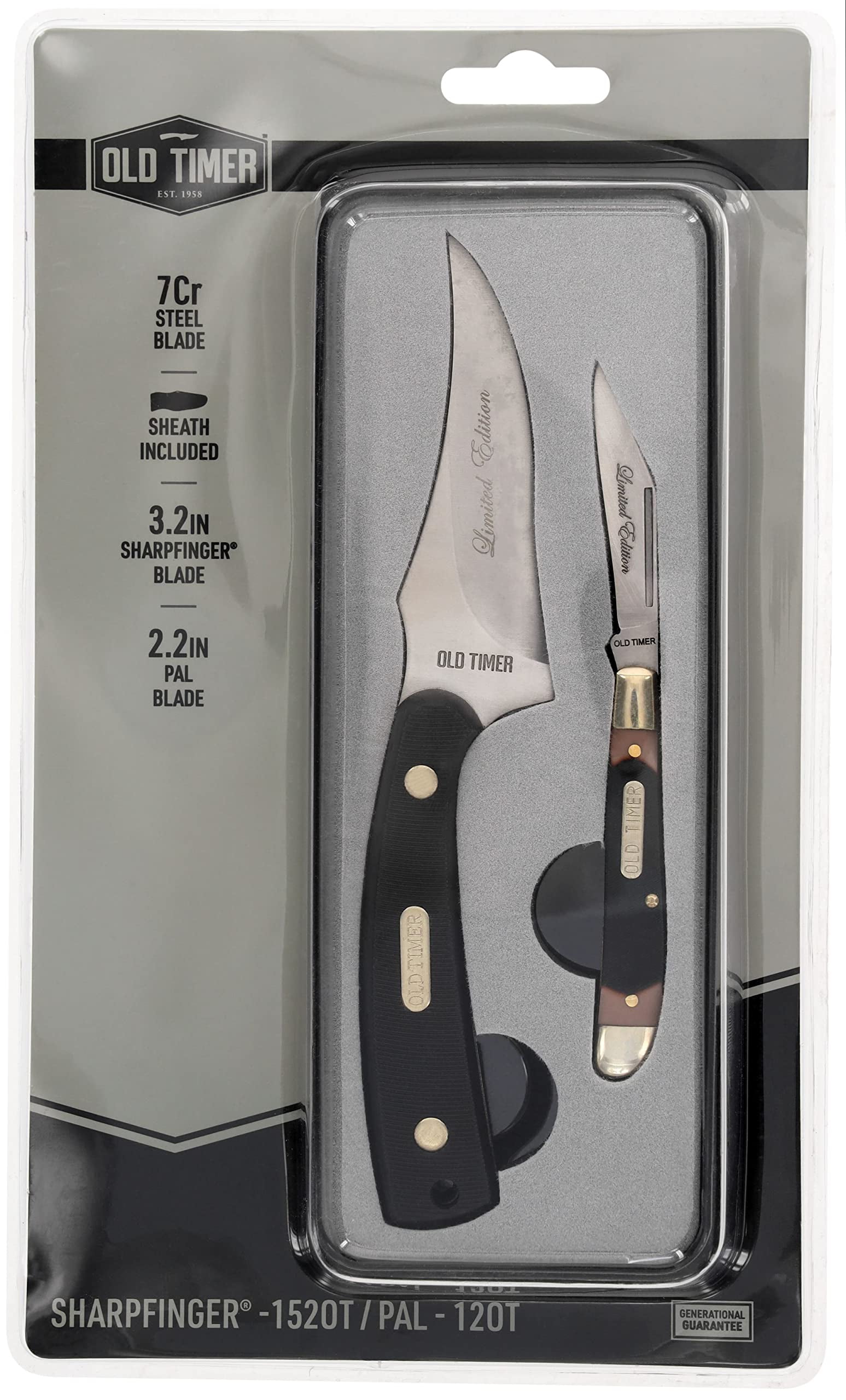 American Outdoor  Sharpfinger & Folding Knife with Tin, Black & Silver