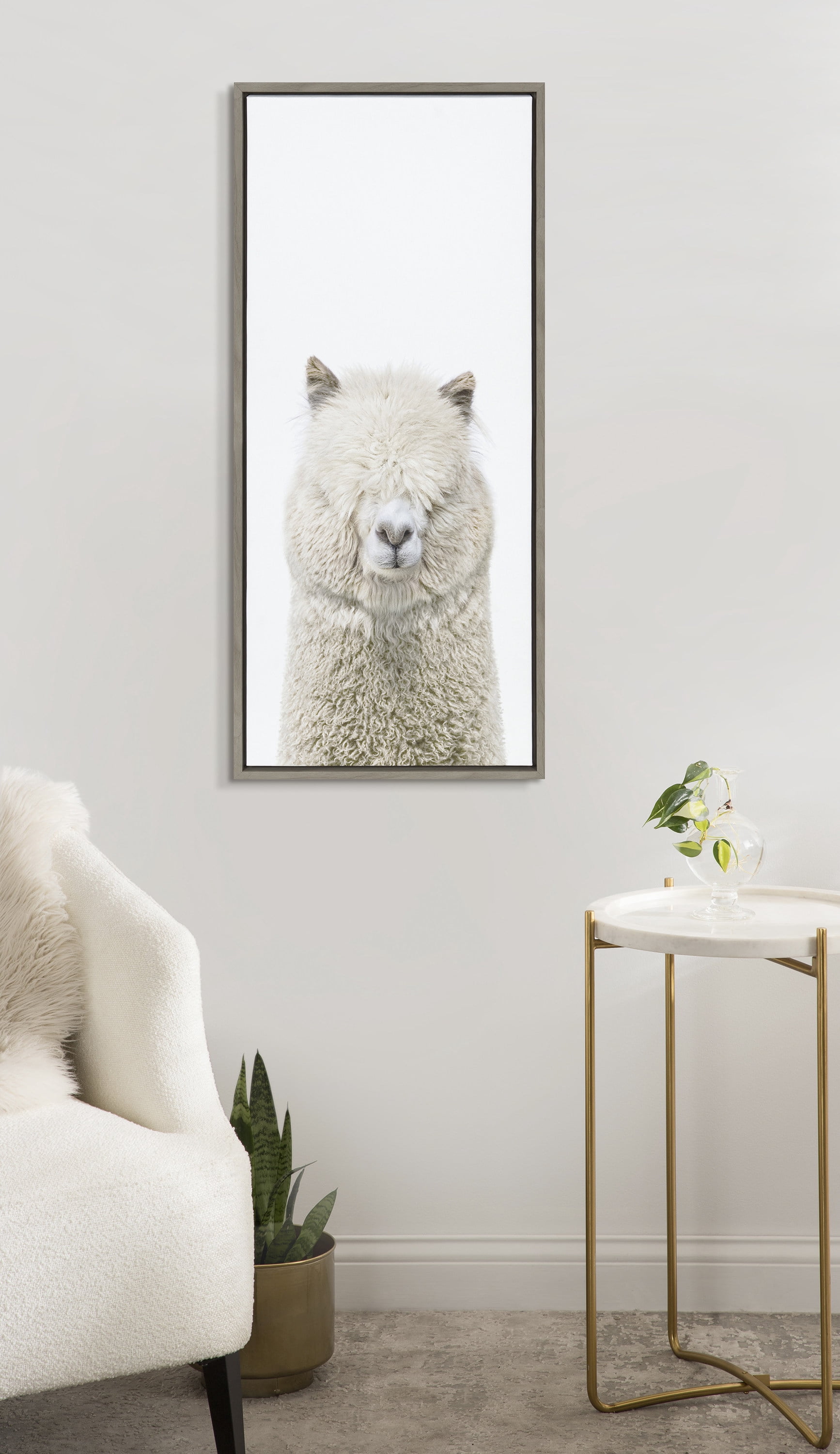 Sylvie Alpaca Fluff 18 in x 40 in Framed Photography Canvas Art Print, by Kate and Laurel