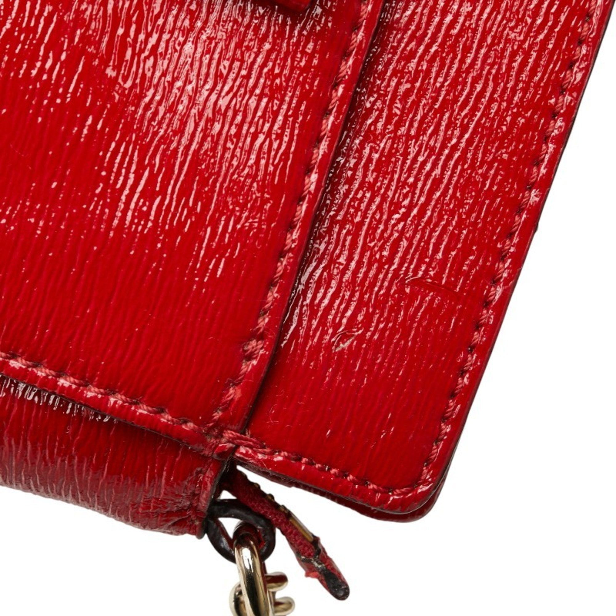 Pre-Owned Kate Spade Ribbon Crossbody Chain Shoulder Bag in Red Enamel, Women's