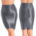 thumbnail image 3 of Minifaldas ceñidas para mujer, ropa de fiesta Rave brillante, informal, elástica, de Color sólido, de cintura alta, 3 of 5