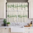 thumbnail image 2 of Eucalyptus Leaf Curtain Valances Set Watercolor Spring Green Leaf Linen Texture Kitchen Curtains 24&nbsp;inch Length Rod Pocket Valance and Tiers 3 Piece Set Small Bedroom Bathroom Laundry Decor, 2 of 9