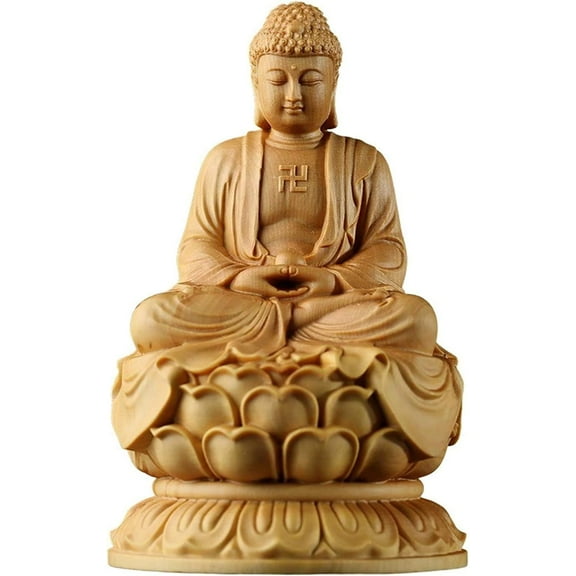 Boxwood 10cm Sakyamuni Buddha Statue Solid Wood Sculpture Small Buddha Zen Home Decoration Home Decor