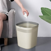 Taicans Uncovered Trash Cans,3.9 Gallon Pressure Ring Design Plastic Garbage Bin,Square Trash Bin Wastebasket for Bathroom,Bedroom,Kitchen,office,Dorm White
