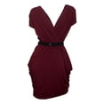 thumbnail image 2 of Plus size Deep V-Neck Wrap Bodice Dress Burgundy, 2 of 3