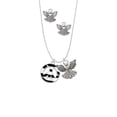 thumbnail image 2 of Delight Jewelry Silvertone Large Zebra Print Peace Sign Silver tone Guardian Angel Charm Necklace and Stud Earrings, 2 of 4