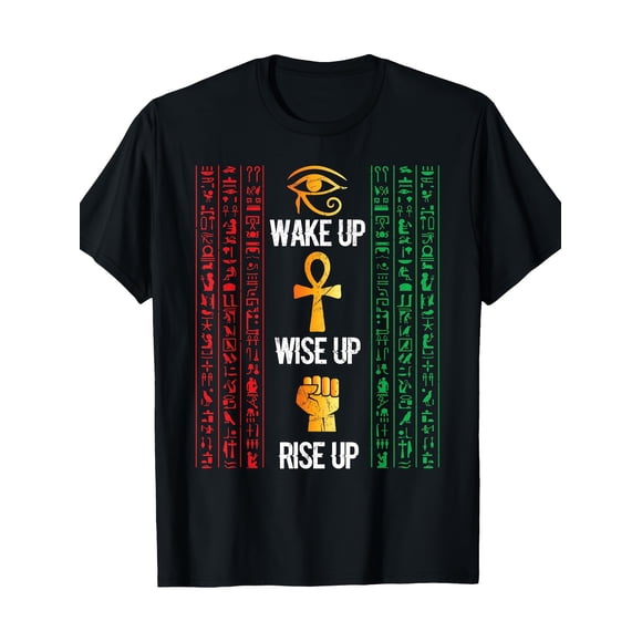 Horror Egyptian Black Egyptian hieroglyph Symbol of Life Horus Eye T Shirt 100% Cotton