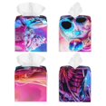 thumbnail image 2 of Yiaed Neon Skull With Milkshake Print Tissue Box Cover, PU Leather Decorative Organizer for Tabletop, Bathroom, Car, Office Creative Decorative, 2 of 7