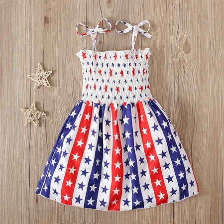 

Juebong Baby Dresses Deals For Days Kids Baby Girls Dress Beach Dresses Casual Sleeveless American Flag Princess Sundress Summer Dress
