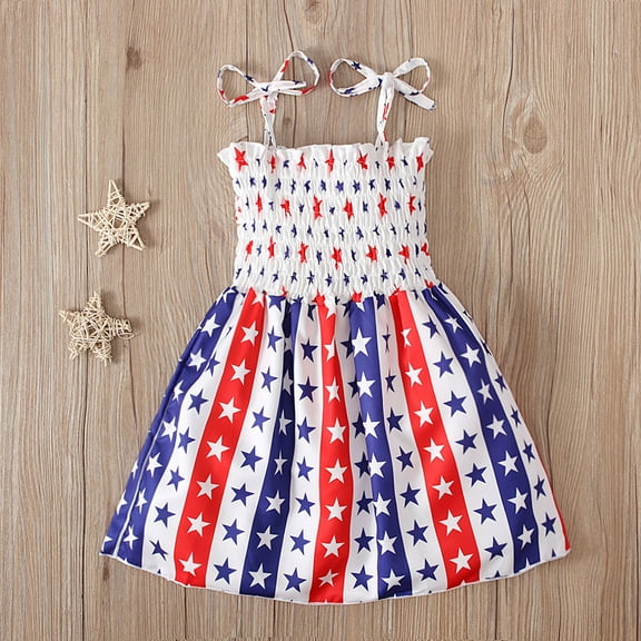 Kiviey Toddler Girl Dress Beach Dresses Casual Sleeveless Flag Princess Sundress Summer Dress Size 2-3T