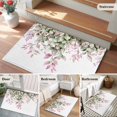 thumbnail image 5 of 2x3 Ft Entryway Area Rug, Pink Green Eucalyptus Kitchen Rug Runner Washable Floor Mat, Spring Leaves Watercolor Fruit Non Slip Indoor Door Mat Throw Carpet for Bathroom Living Room Bedroom, 5 of 8